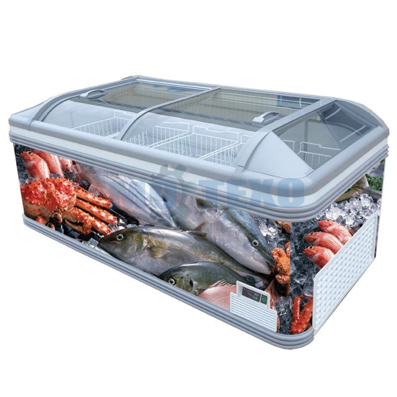 Supermarket combined direct cooling deep island freezers 4