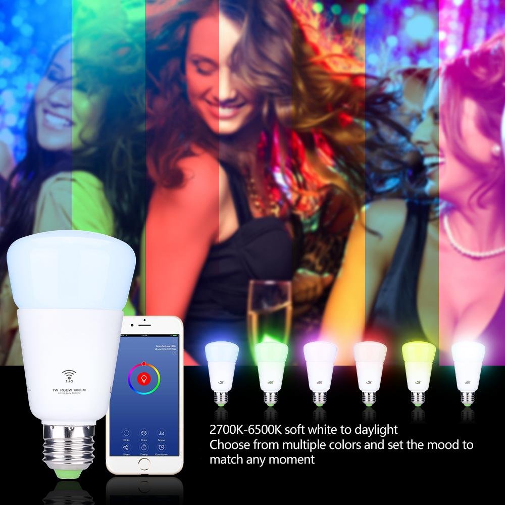 7W TUYA smart wifi LED bulb RGB for Alexa and google home 5