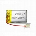Lithium Polymer battery 3.7v 300mAh 602030 rechargeable battery  1