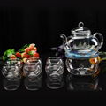 Borosilicate Glass Tea Pot Set Filtering with six cups 2