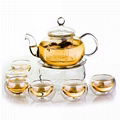 Borosilicate Glass Tea Pot Set Filtering with six cups 3