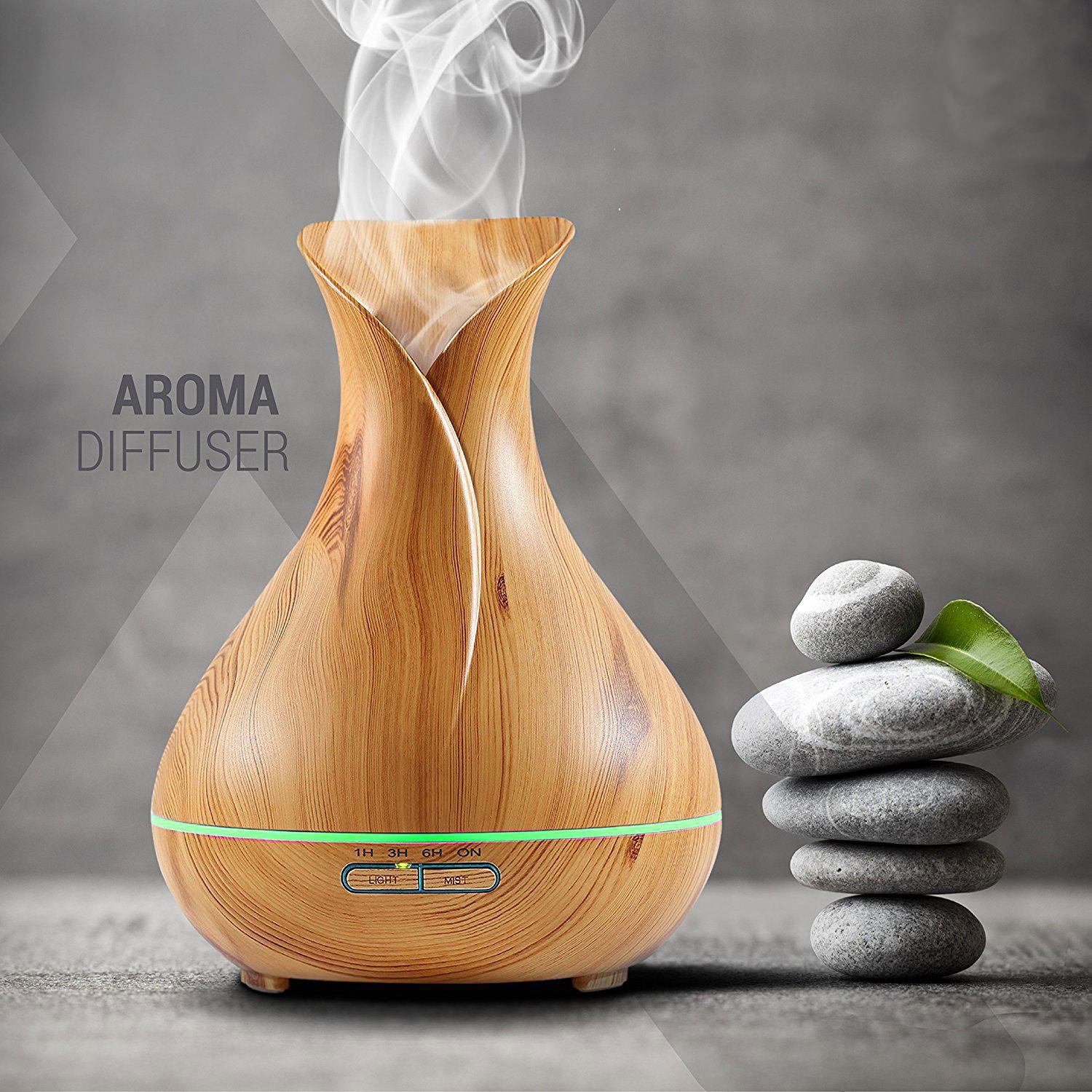 300ml Ultrasonic Easy Home Wooden Humidifier Aroma Diffuser