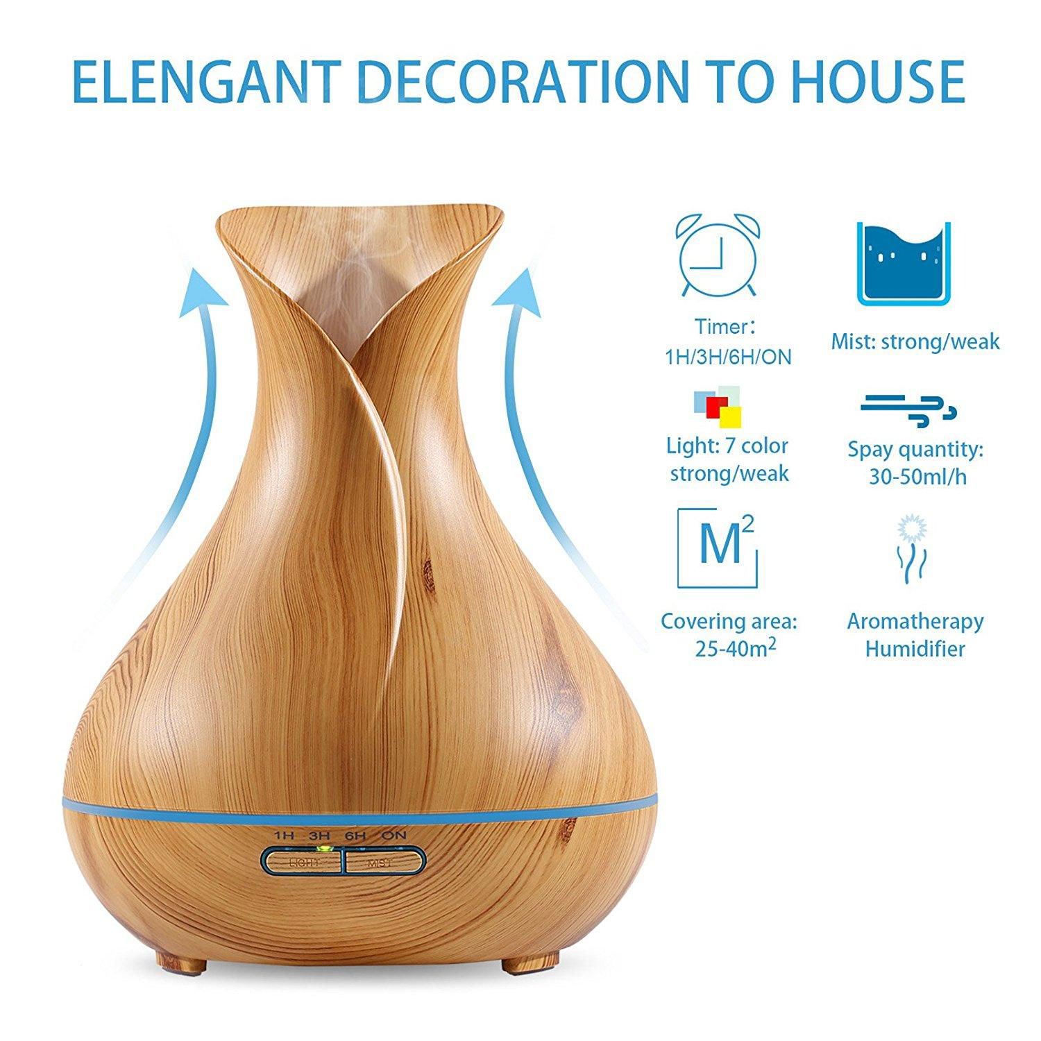 300ml Ultrasonic Easy Home Wooden Humidifier Aroma Diffuser 2
