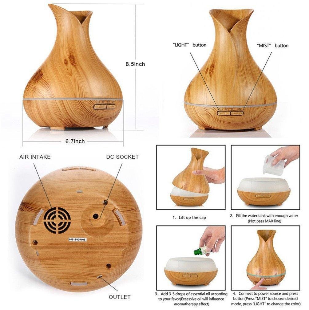300ml Ultrasonic Easy Home Wooden Humidifier Aroma Diffuser 3
