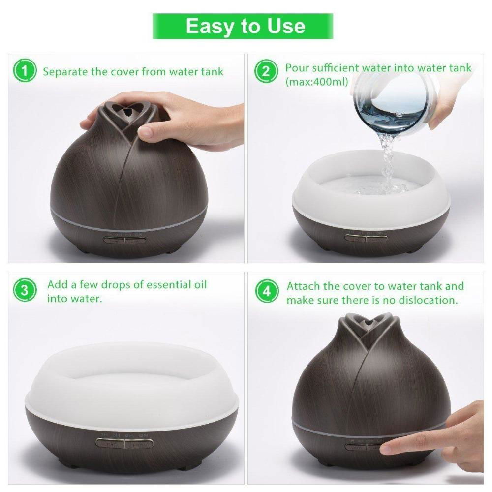 400ml New Aromatherapy Wood Grain Ultrasonic Electric Aroma Diffuser 4