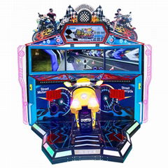 Three LCD Screens Indoor Motorcycle Arcade Street Moto Racing Game Machine