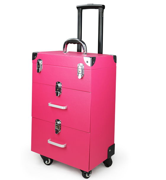 Professional Nail Artist 4 Wheel Rolling Makeup Case Cosmetic Artist Trolley 2