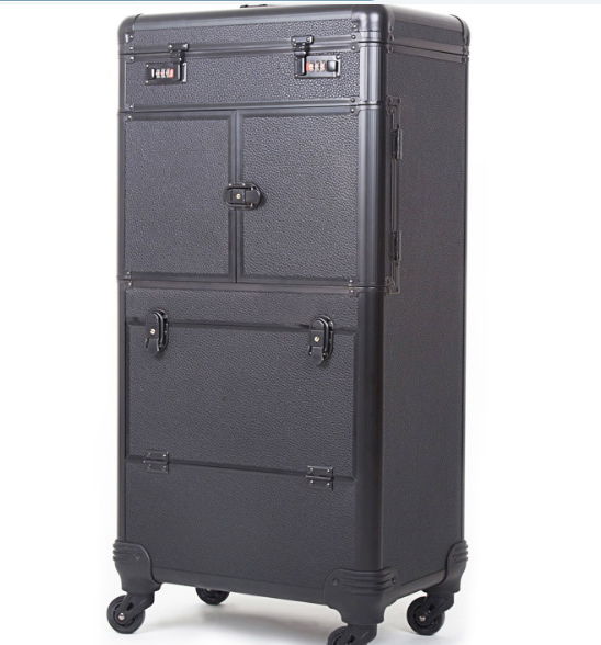 Aluminium Hairdresser Trolley Makeup Case Rolling Aluminum Train Case with Wheel 2