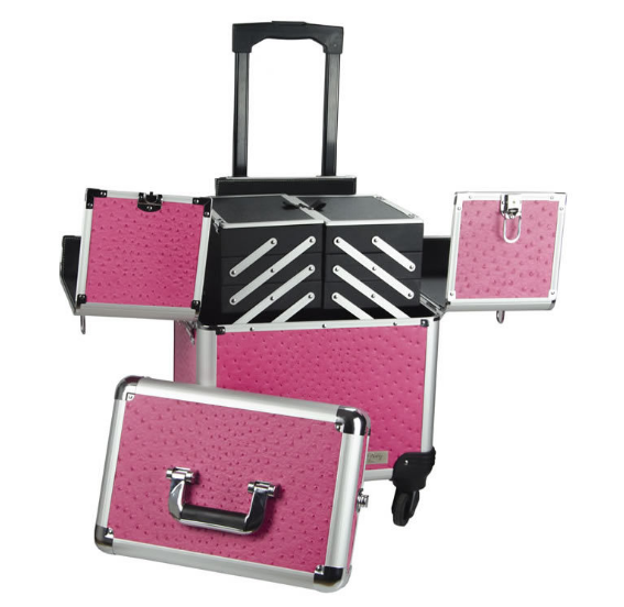 Pink Train Beauty Cosmetic Case Expandable Makeup Case with Wheels ...