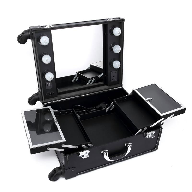 Aluminum Makeup Case with Light and Mirror Professional Extendable Artist Case
