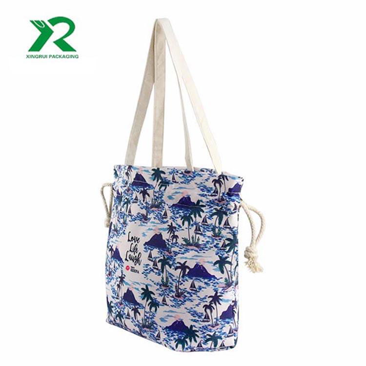 cotton canvas digital printed shopping tote bag with string 2