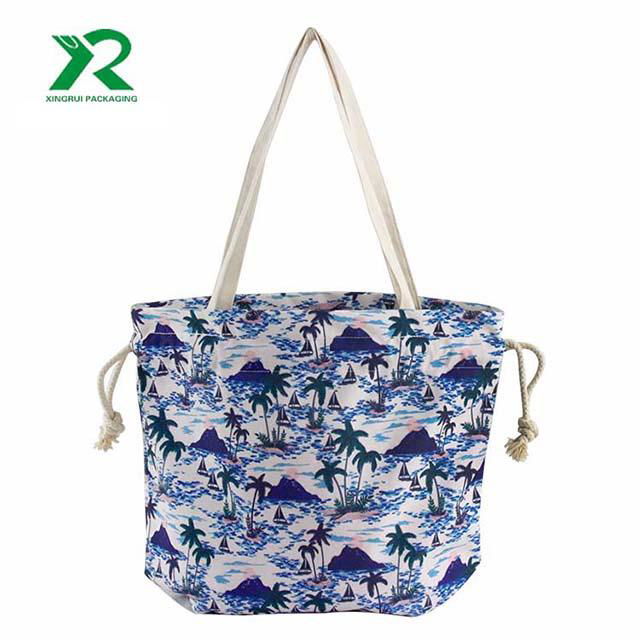 cotton canvas digital printed shopping tote bag with string 3
