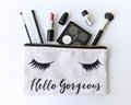 Factory supply plain canvas makeup bag Promotional Cosmetic Bag with gold metal  1