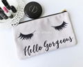 Factory supply plain canvas makeup bag Promotional Cosmetic Bag with gold metal  2