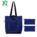 Promotional reusable polyester tote shoulder bag foldable grocery shopping bag 2