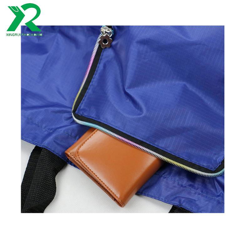 Promotional reusable polyester tote shoulder bag foldable grocery shopping bag 4