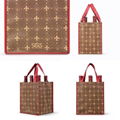 Promotional factory supply foldin Non-woven 4 bottle wine tote bag for shopping  4