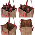 Promotional factory supply foldin Non-woven 4 bottle wine tote bag for shopping 