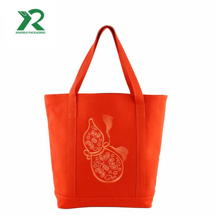  China factory manufacture durable customized embroidery canvas tote bag