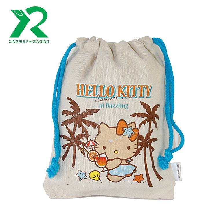 Custom large capacity cotton muslin biateral drawstring bag 3