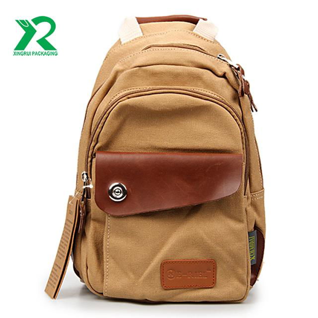 Wholesale leisure Durable customize vintage canvas backpack for student XRC005 xingrui