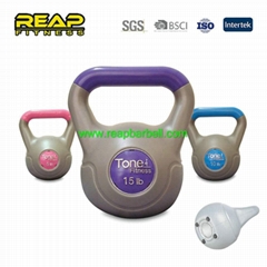 Two color sliver letter antislip base plastic kettlebell with cement inside