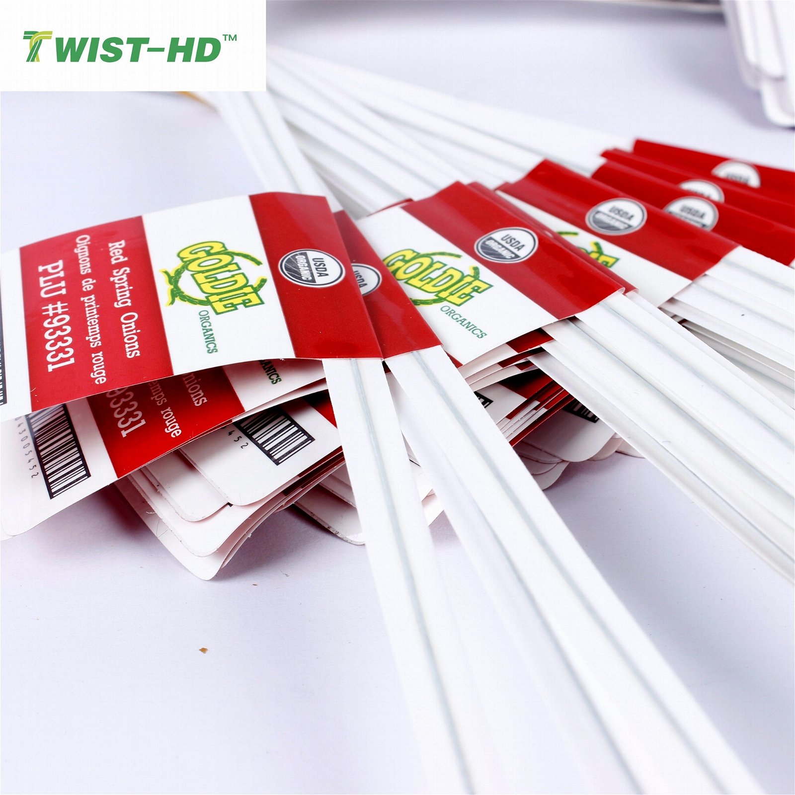  Code Printed Water Proof Paper Vegetable Twist Ties with flag 2