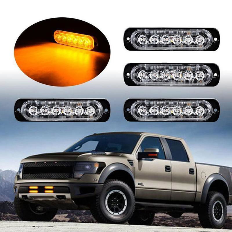 6 LED Amber Flashing Emergency Hazard Side strobe marker lights for Car Truck  4