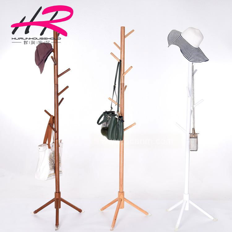 Simple and creative tree style solid wood coat and hat stand floor clothes stand 3