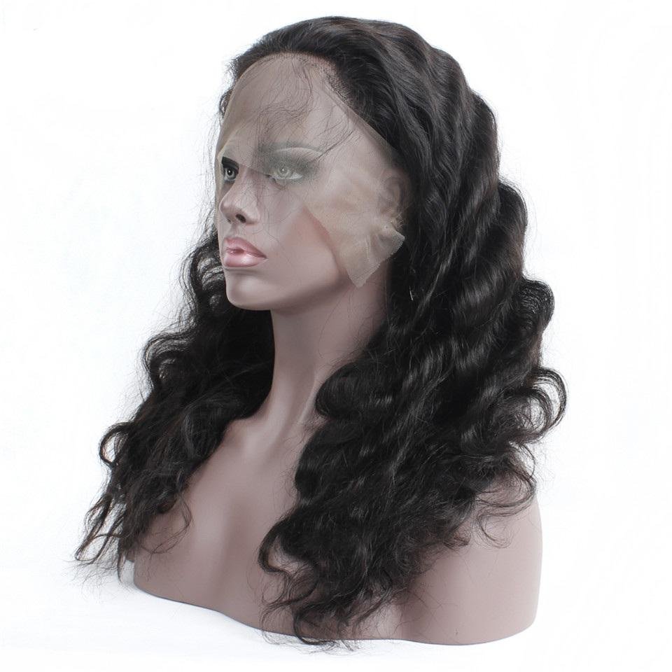 18" indian human hair body wave full lace wigs