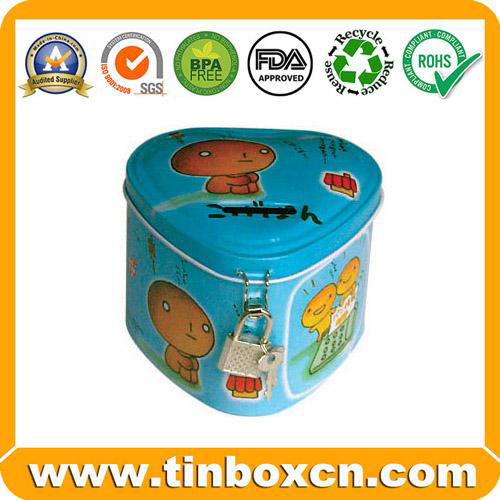 Metal tin coin bank with lock saving money box for gift 4