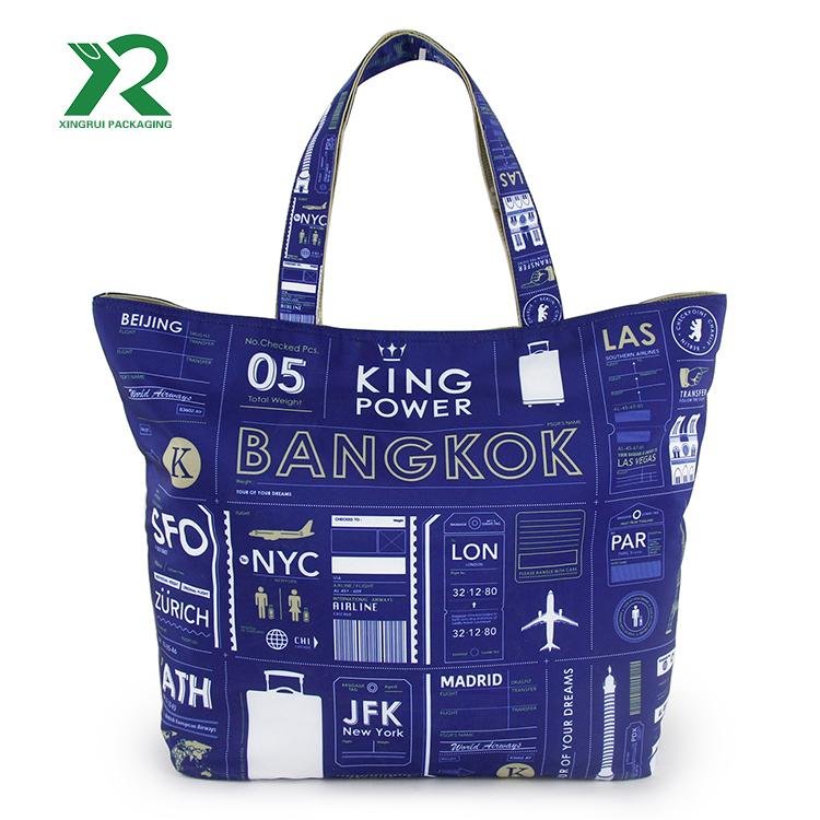 Promotional blue reusable shopping bag custom oxford bag 