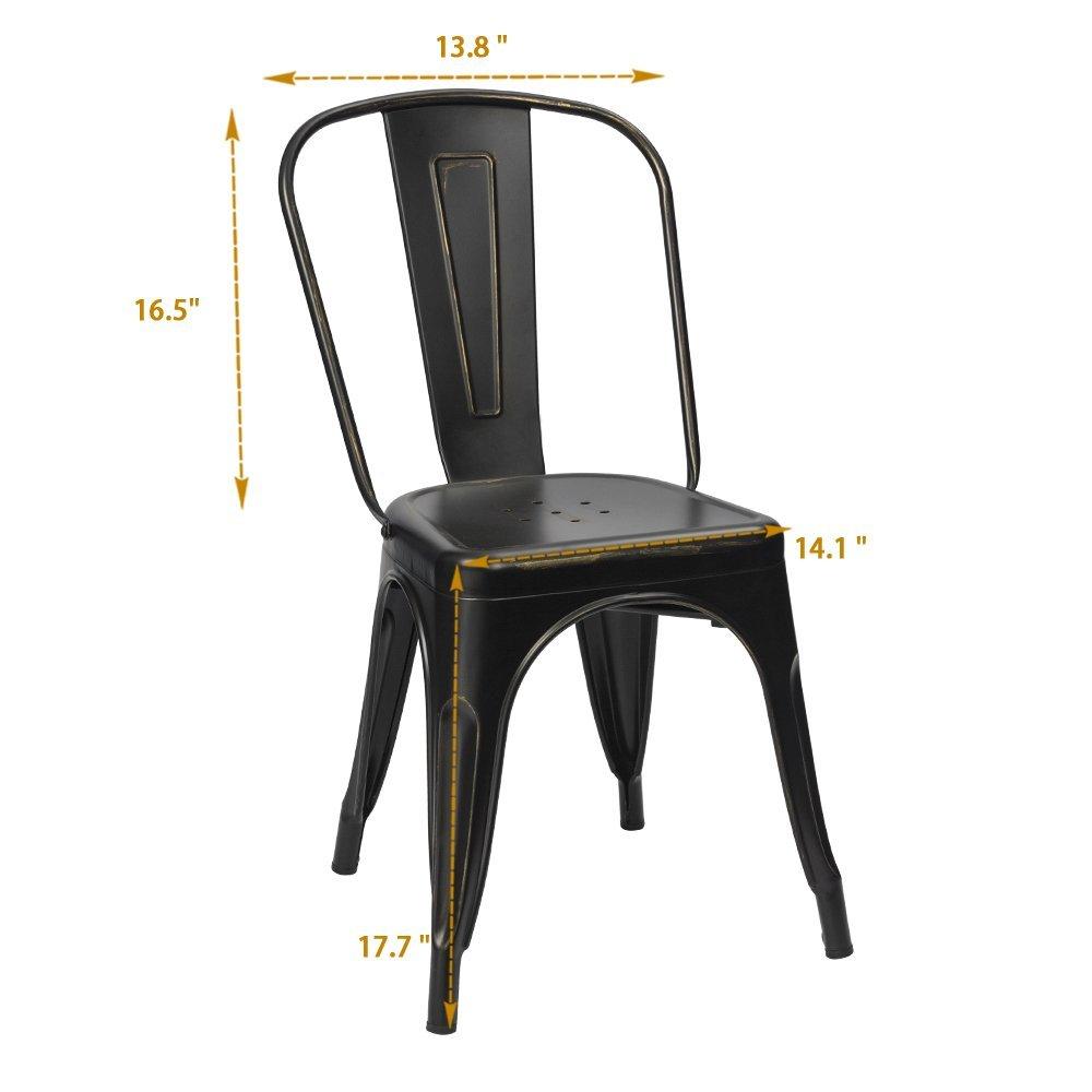 Vintage Antique Industrial Metal Stackable Chair with Back D6671