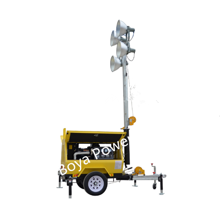 9m mast Potrable lighting tower with low noise