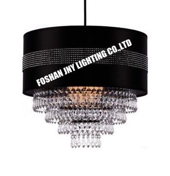 Modern Cylinder Ceiling Pendant Light Shade with Clear Acrylic Jewel Effect Drop