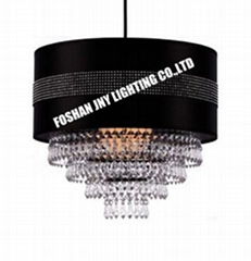Modern Cylinder Ceiling Pendant Light Shade with Clear Acrylic Jewel Effect Drop
