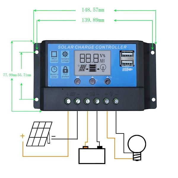 100W 12V Monocrystalline Solar Panel Kit with 20A LCD Charge Controller 4