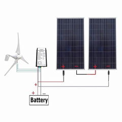 24 Volts 700 Watts Off Grid Solar & Wind Powered Hybrid System