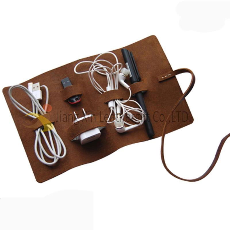 Genuine leather roll up bag for Phone and Digital product leather tool case 2