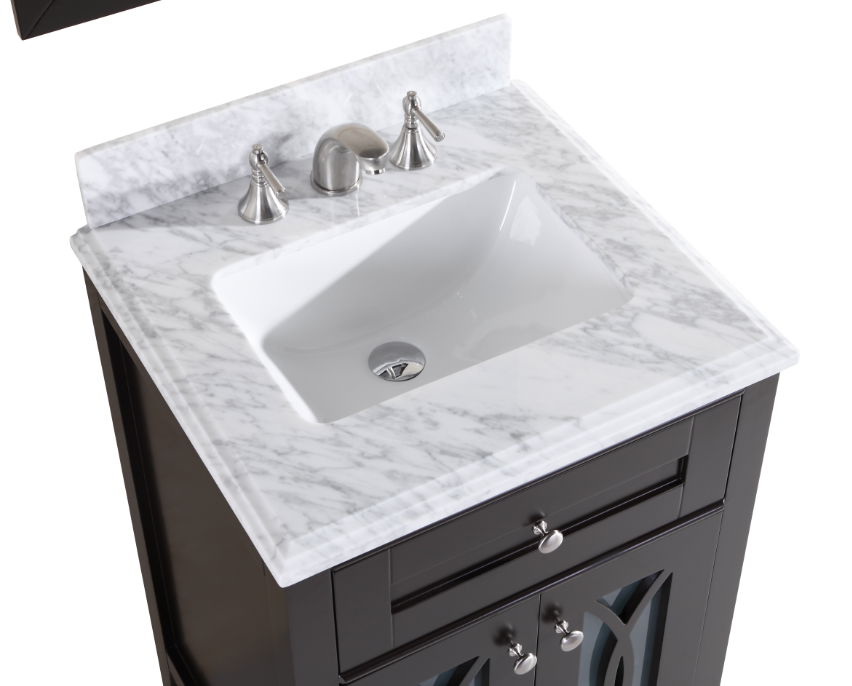 Solid Wood White Marble Top Bathroom Vanity Cabinet
