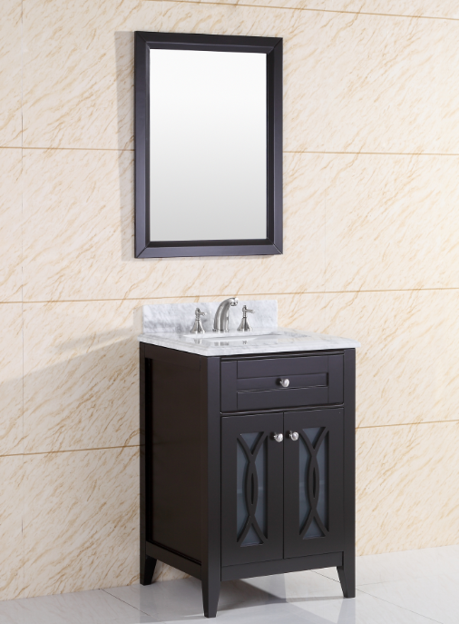 Solid Wood White Marble Top Bathroom Vanity Cabinet 2