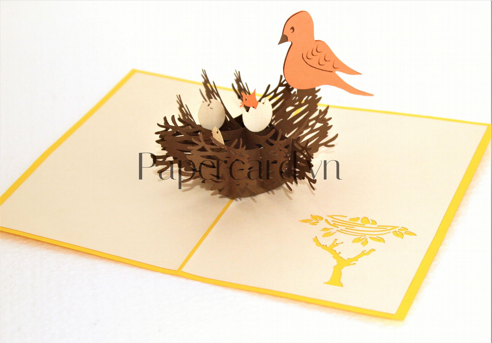 Birdfamily--3d card- pop up card- greeting card- kirigami-handmade card-greeting