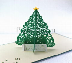 christmas tree- Christmas card-noel card-3D -pop up card-kirigami-ninrio-3Dcard-