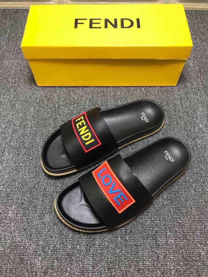 2019 new Fendi sandals Fendi slipper Fendi Pearland FF Leather Slide FF ...