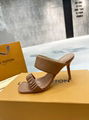 2022 new LV slipper heel shoes leather shoes high heel shoes 
