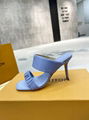 2022 new LV slipper heel shoes leather shoes high heel shoes 