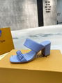 2022 new LV slipper heel shoes leather shoes high heel shoes 