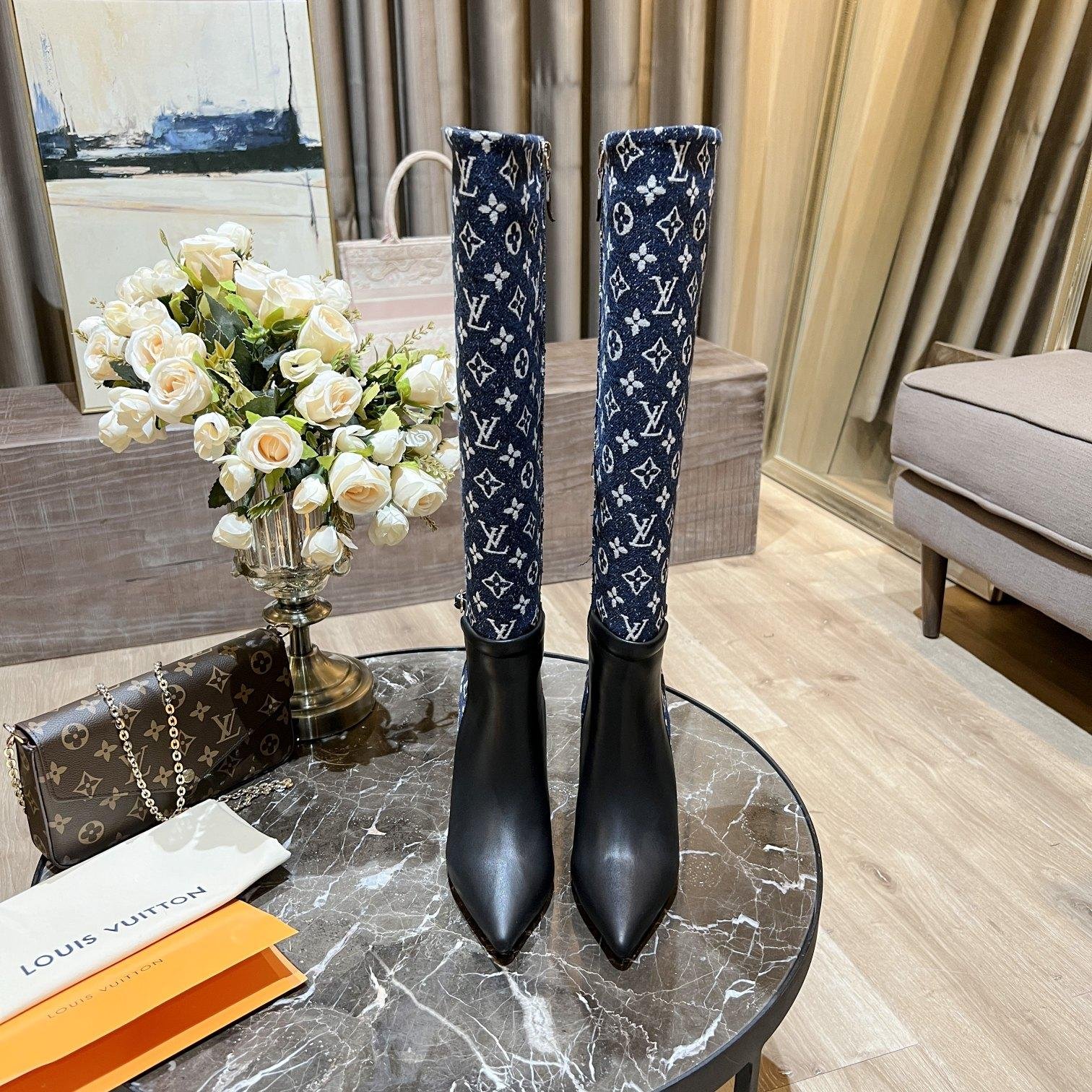 LV2022 winter new boots women's shoes heel high 10cm 35-41 size (34.42 custom do 2