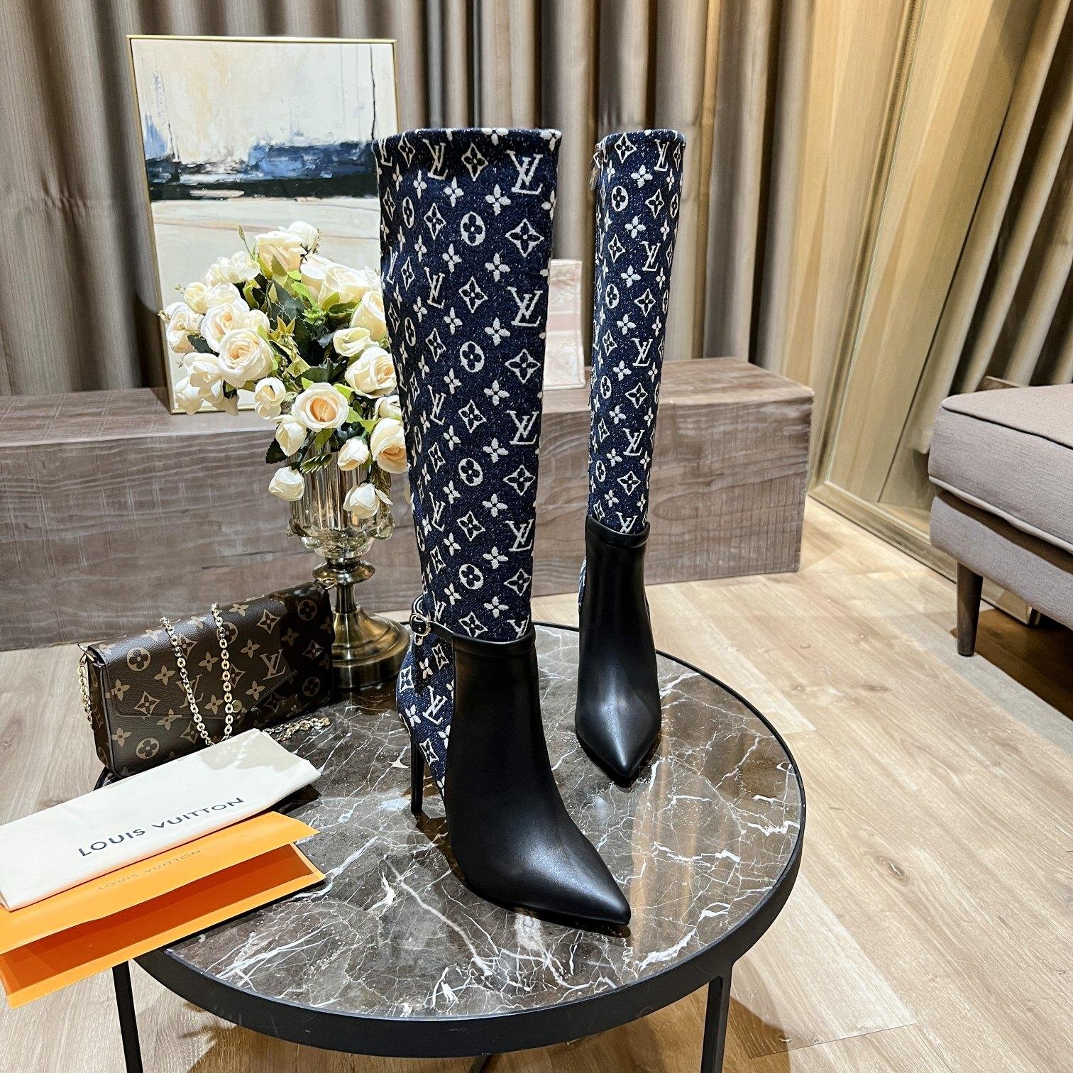 LV2022 winter new boots women's shoes heel high 10cm 35-41 size (34.42 custom do 5