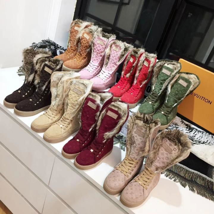 2022 new boot shoes Fox fur flat boots and shoes women shoes